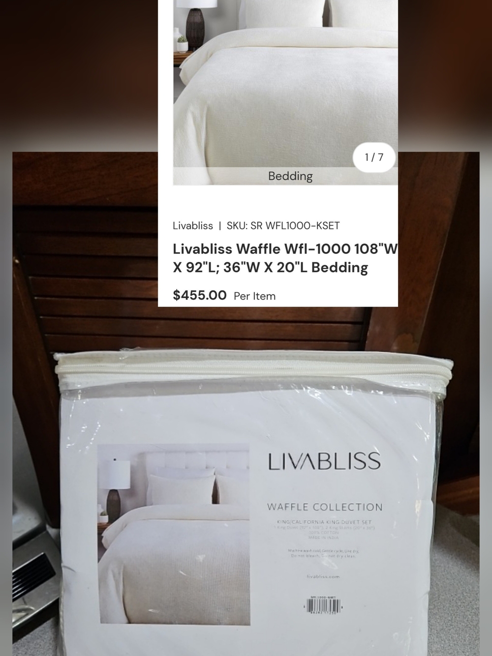 Bliss Waffle Collection Cream Duvet Cover & 2 Shams